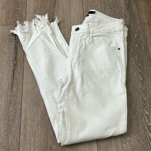 L&B Lucky and Blessed White Frayed Mid Rise Ankle Skinny Jeans Size 2